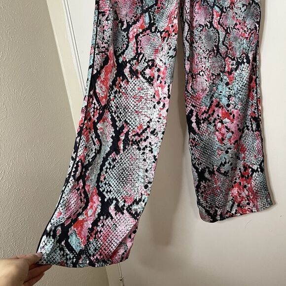 Valery Kovalska Pink Python silk drawstring straight leg lounge pants size small - Picture 6 of 6